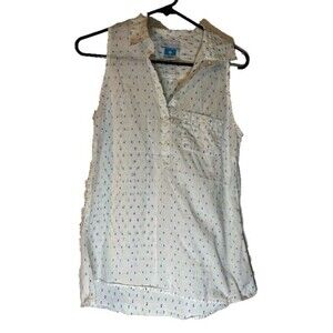Columbia Women's Gorpcore Casual White w/ Specks Sleeveless Collared Shirt SZ M